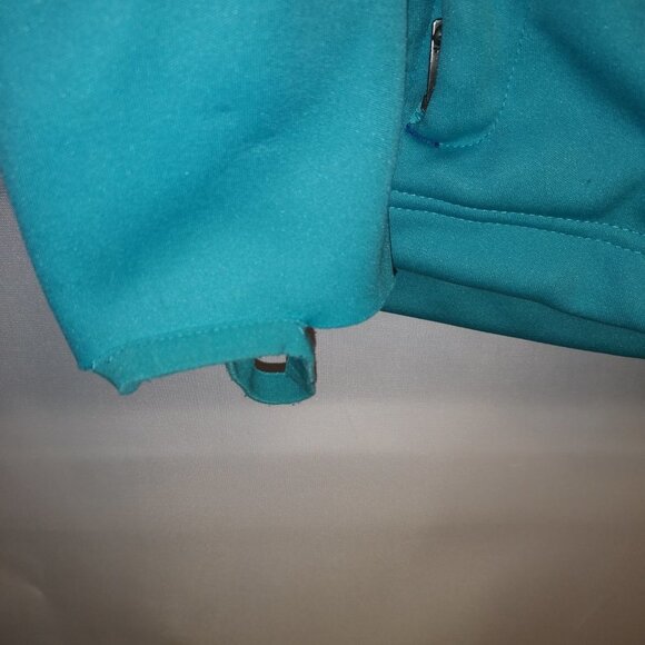O'neill Ladies Size Medium Teal Full Zip Fitted Jacket with Faux Fur Lined Hood - Picture 6 of 8